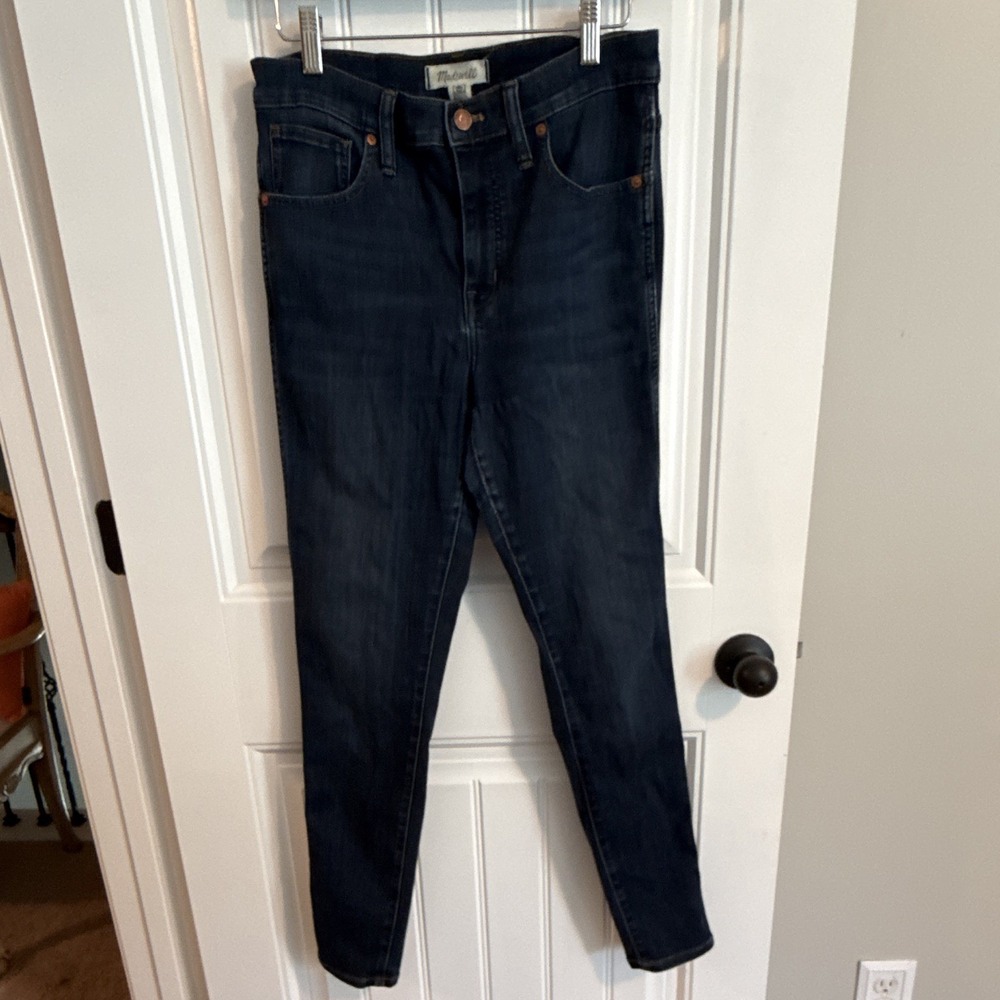 Madewell Womens 10" High Rise Skinny Jeans Dark Wash Stretch Denim sz 29